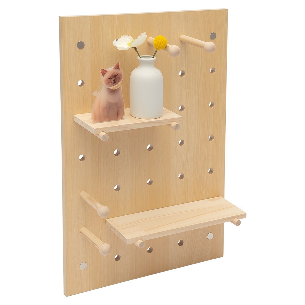 Wood Pegboard Combination Wall Organizer Kit Wooden Display Pegboard Panel