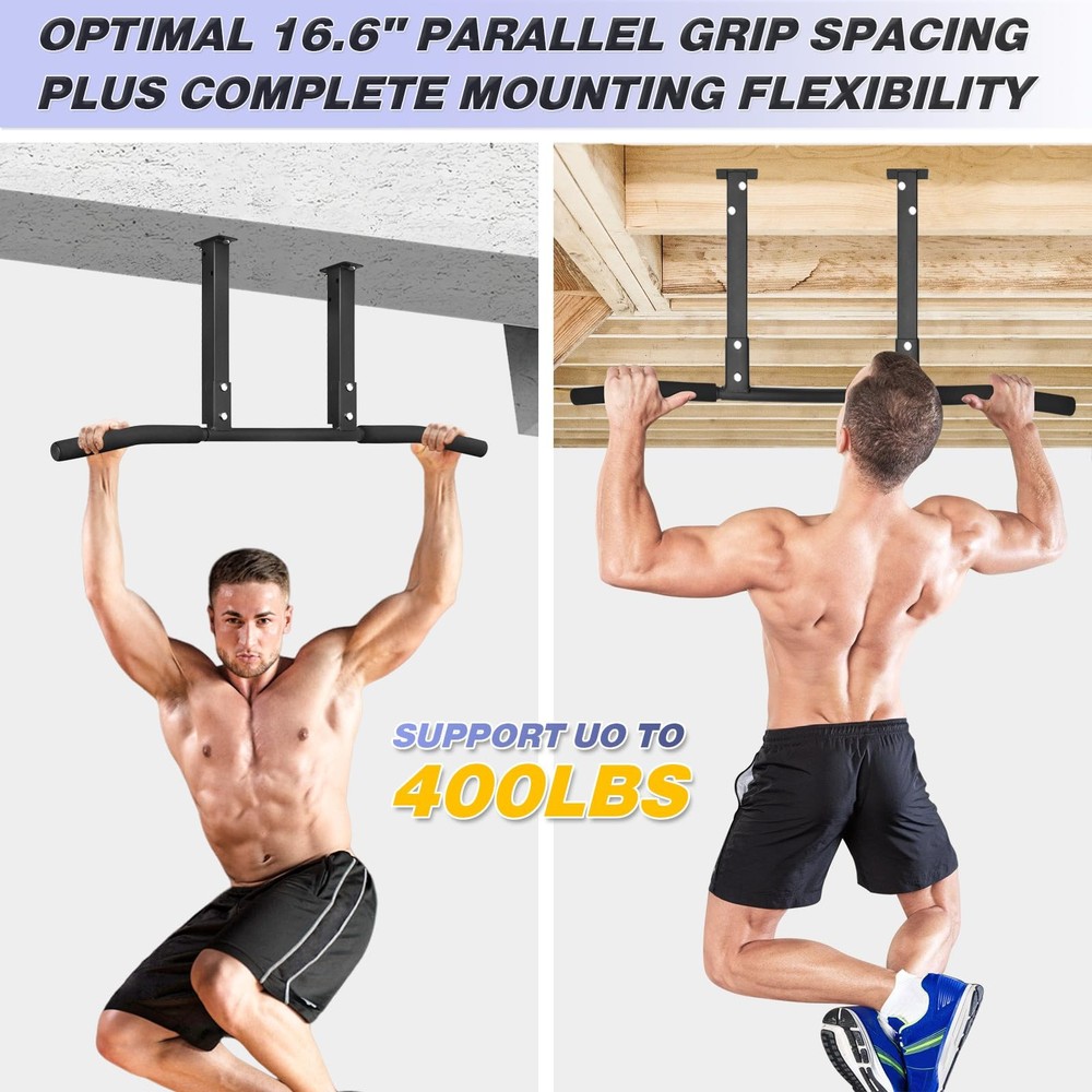 ATENTO Multifunctional Pull Up Bar for Ceiling Mount or Beam Mount, Black