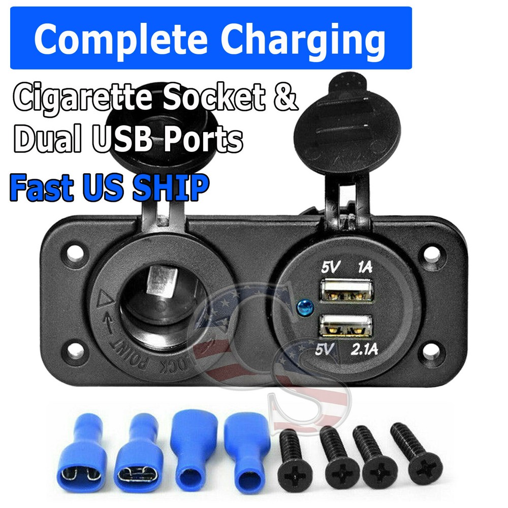 P2 Dual Waterproof 12V Car Cigarette Lighter Socket Charger Power Adapter Outlet