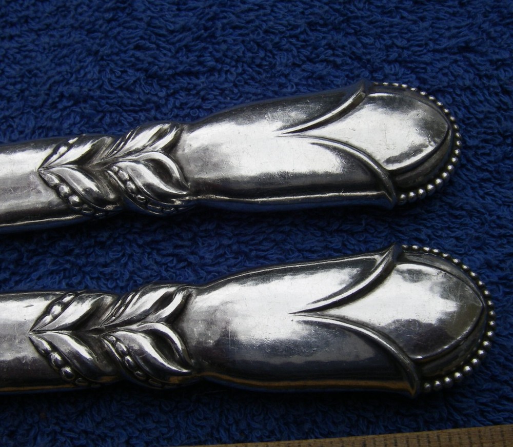 Pair GEORG JENSEN Denmark Sterling #57 Pattern SERVER HANDLES-Early GI Mark