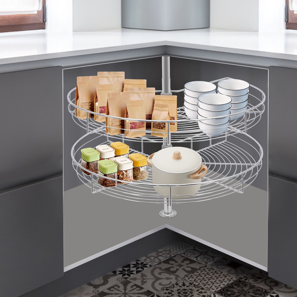 2-Tier Adjustable Corner Cabinet?Organizer Versatile Corner Cabinet Organizer