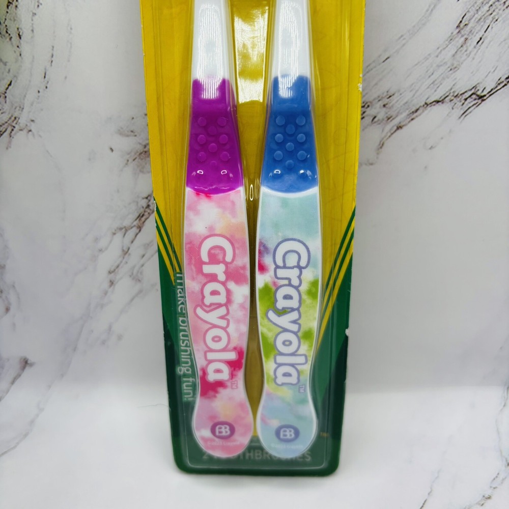 Brush Buddies Crayola 2 Pack Soft Toothbrushes Purple Blue