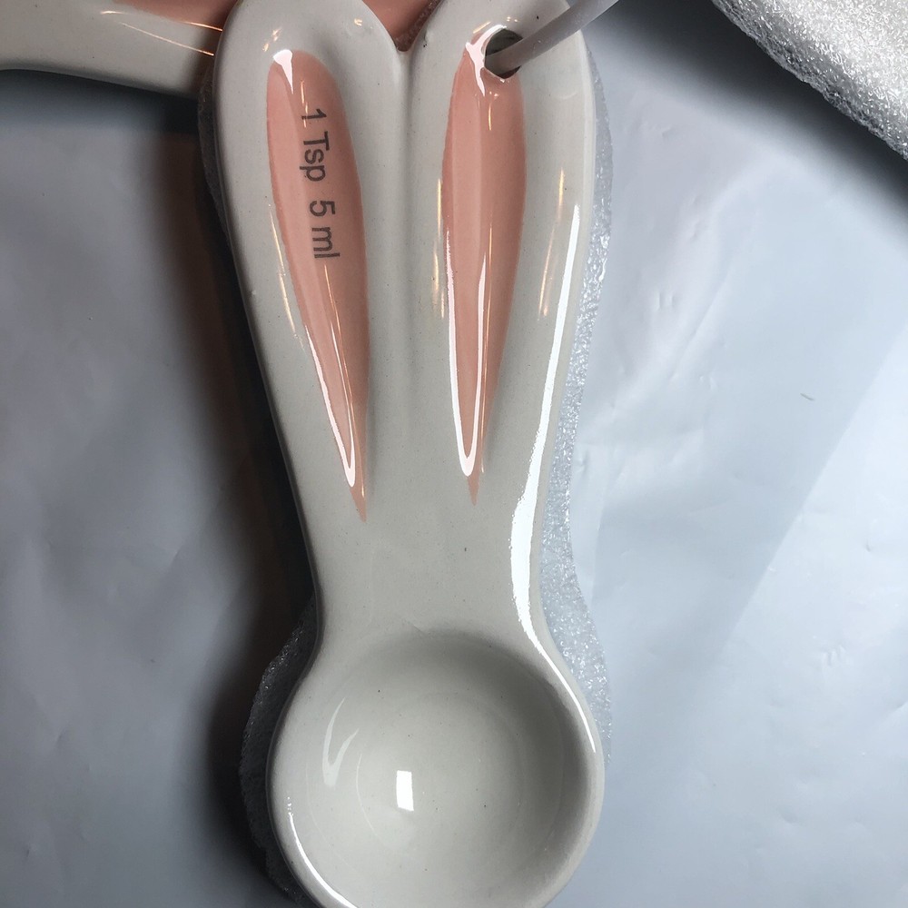 Bullseye Playground Easter Bunny Rabbit Ceramic Cake Stand & Measuring Spoons