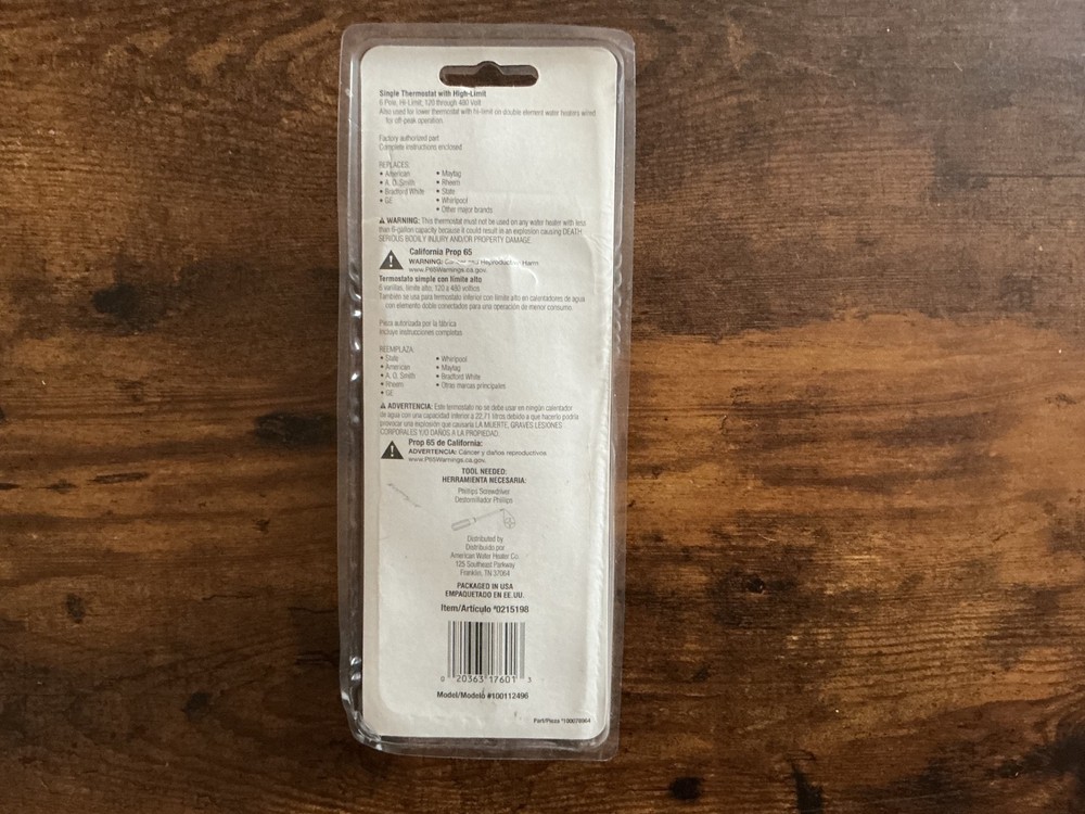 UTILITECH SINGLE ELEMENT THERMOSTAT #0215198