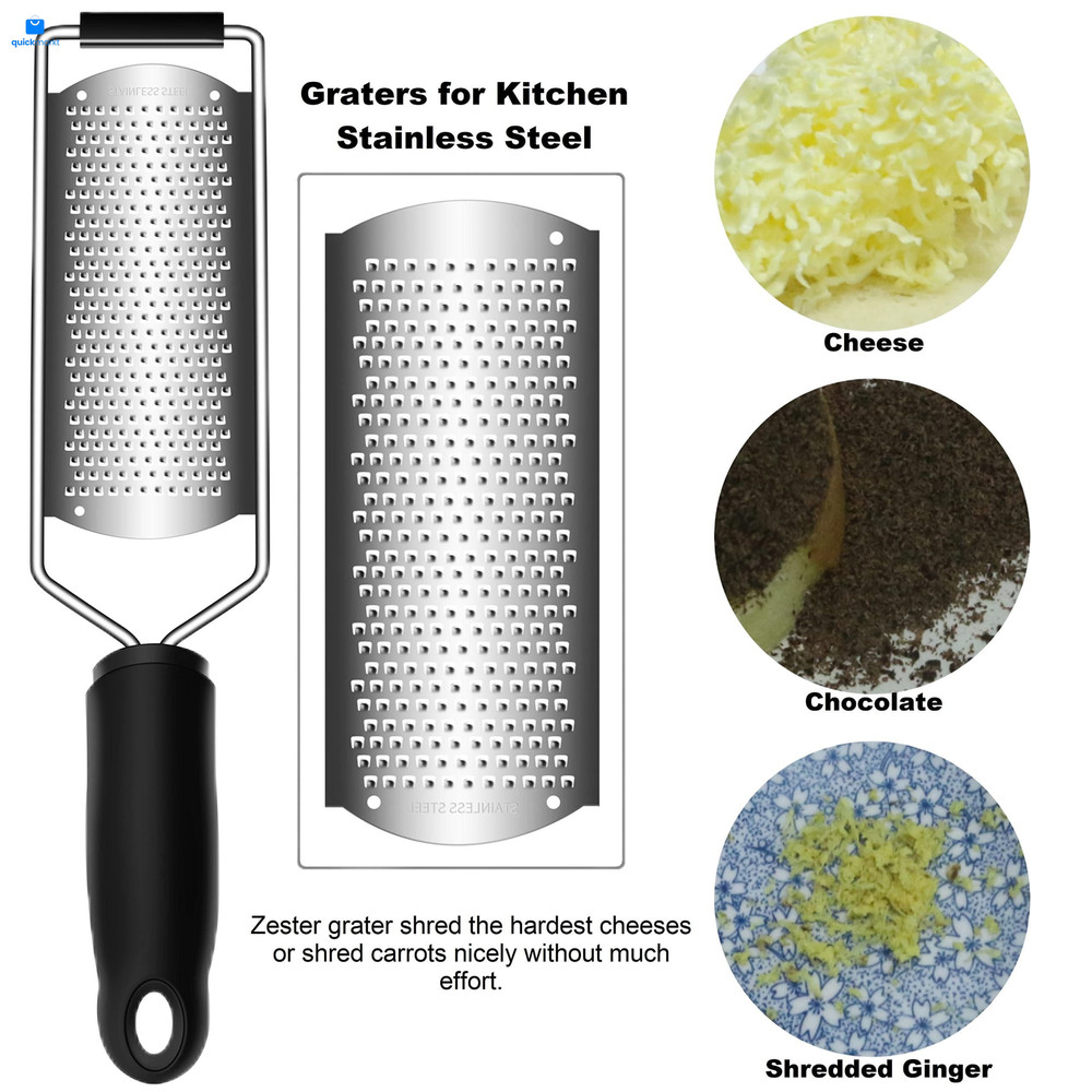 Cheese Zester Grater Handheld with Handle-Lemon Citrus 1 Pack, Black
