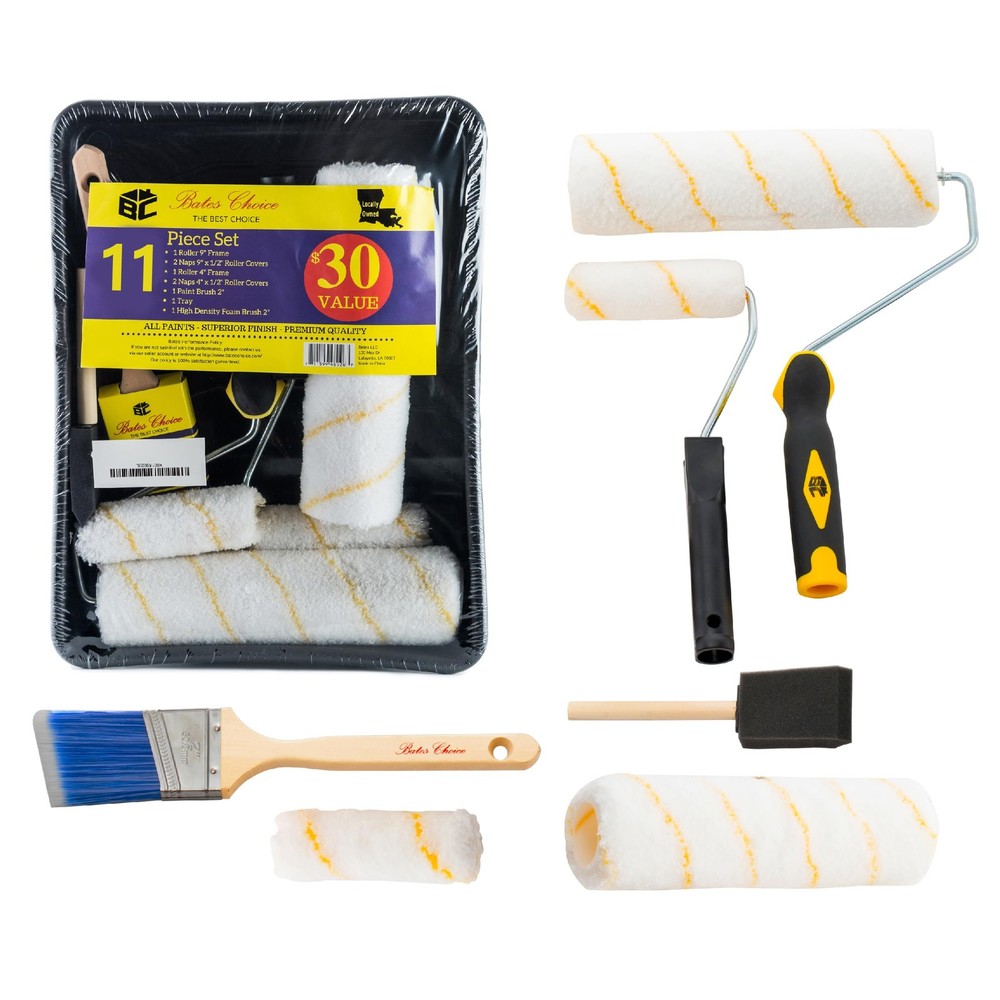 Bates - Paint Tray Set, Rollers, 9 Inch, Black/Yellow Handle