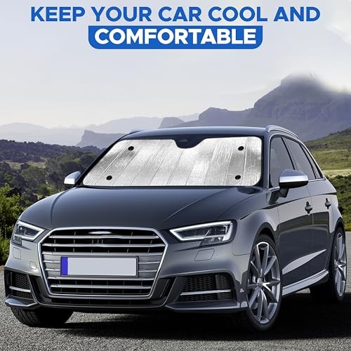 Accordion Car Windshield Sun Shade |Double Foldable Sun Visor with 4 Medium
