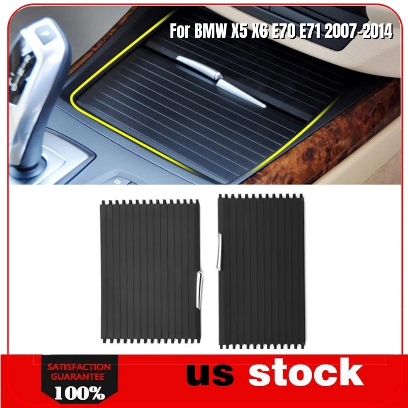 For 2007-2014 BMW X5 X6 E70 E71 Console Cup Holder Roller Blind Cover Tray 2PCS