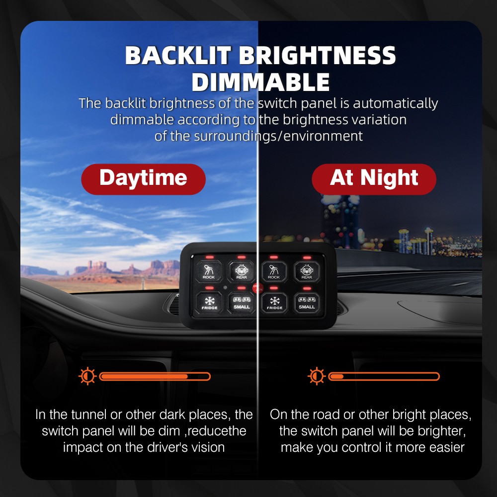 Universal 8 Gang Switch Panel On-Off LED Car Switch Panel Circuit Control 12/24V