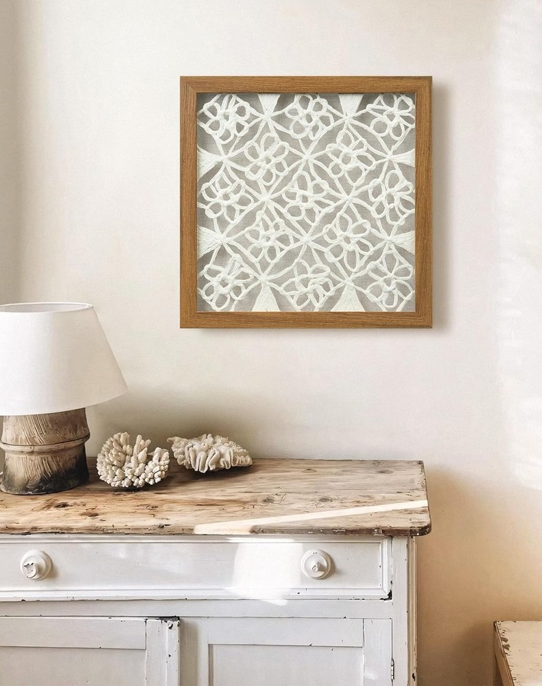 Intricate 12" Lattice Framed Art - Boho Chic Shadow Box for Modern Spaces