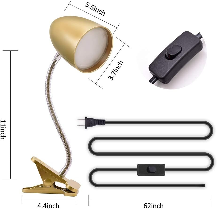 Adjustable LED Clip-On Reading Light for Bed & Desk – Eye-Care, Non-Dimmable,...
