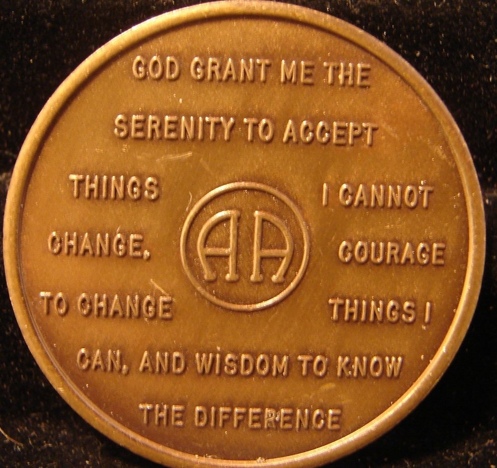 Alcoholics Anonymous 27 Year AA BACK Bronze Medallion Chip Coin Token Sobriety