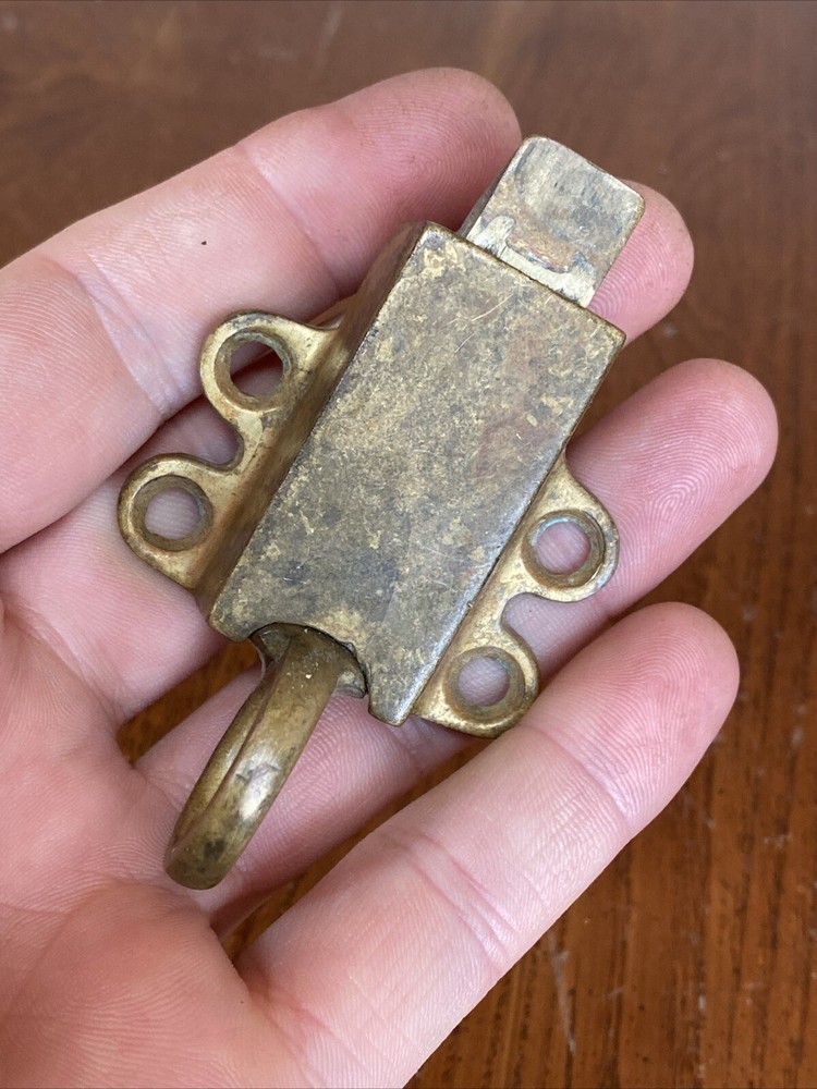 Antique Brass Pull Ring Transom Window Latch Catch Awning Sash Lock Finger Loop