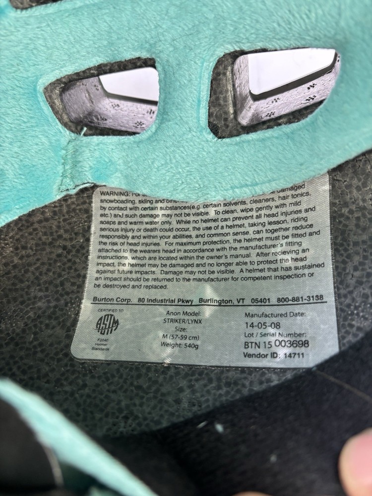 Anon Striker Lynx Snow Helmet-medium - Used