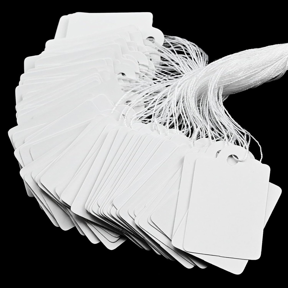 220 Pack White Price Tags with String Attached Writable Display Labels White Pri