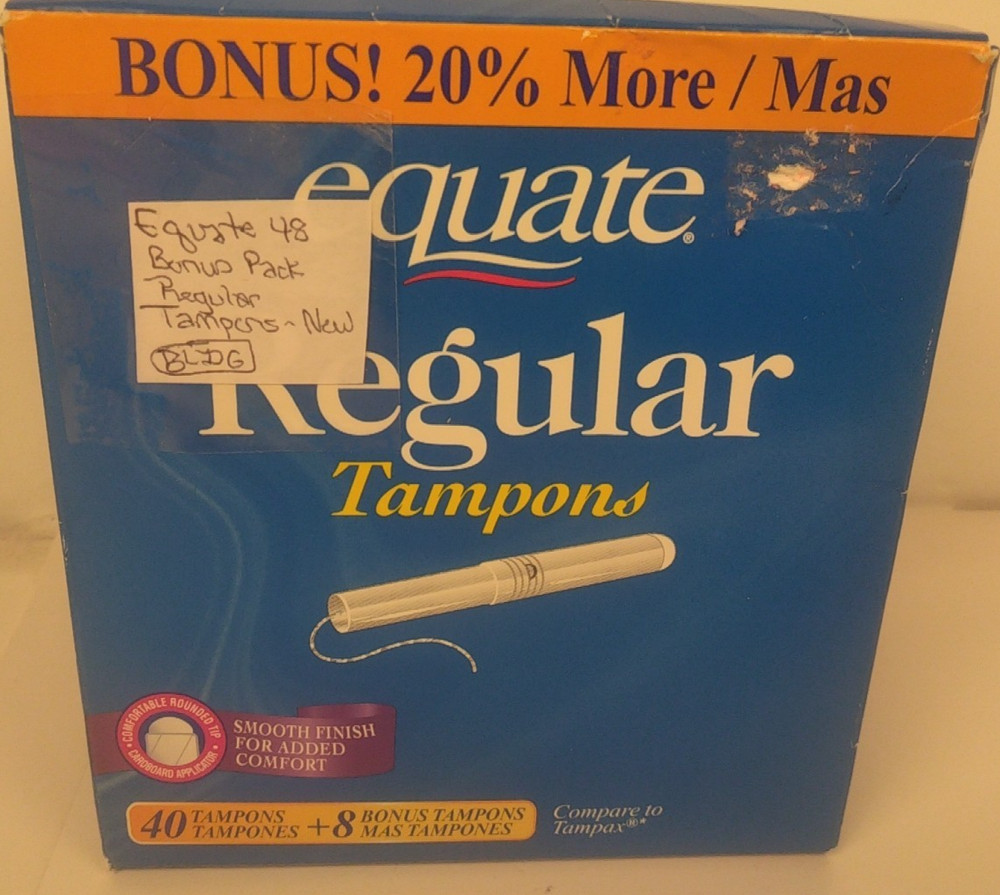 Equate 48 Bonus Pack Regular Tampons - New.                               (BLDG)