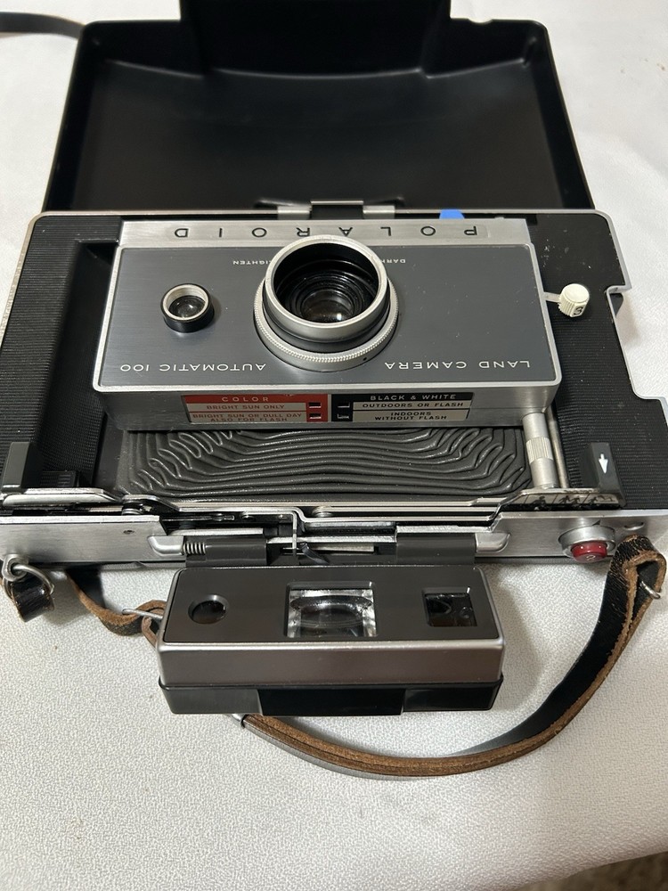Vintage Polaroid Automatic 100 Land Camera Untested with Case and Accessories