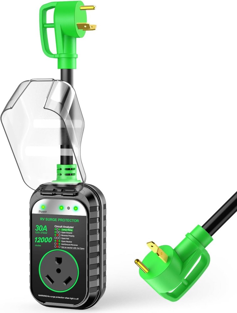 RV Surge Protector 30 Amp RV Circuit Analyzer (12000 J) With LED Indicator Light