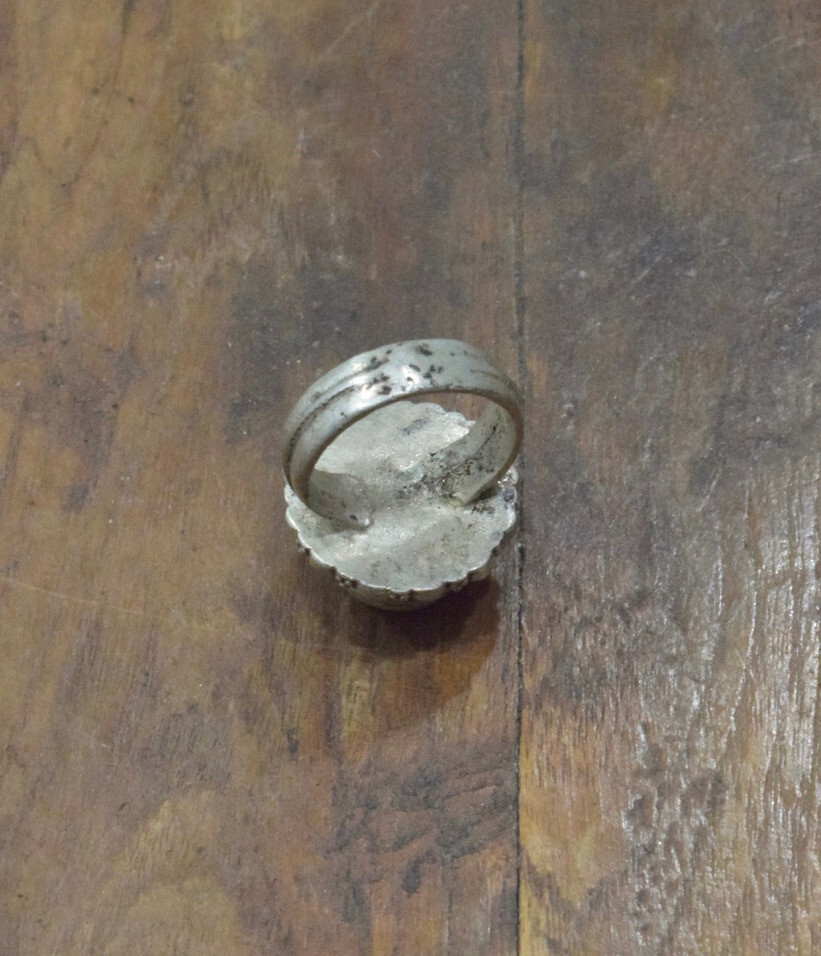 Middle Eastern Silver Black Onyx Kuchi Ring Size 6