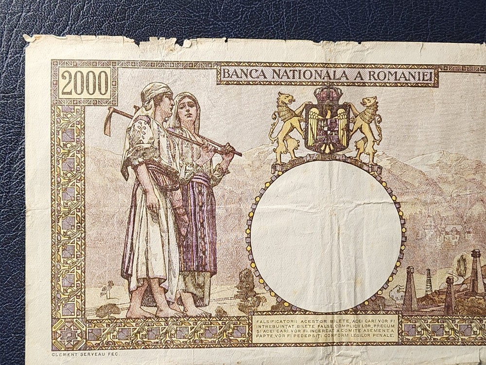 ROMANIA - 2000 LEI 23 MARCH 1943 - LARGE BANKNOTES