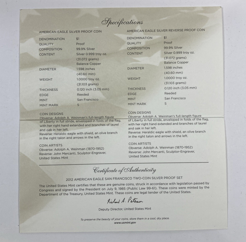 2012 4pc. Silver Eagle 1.00 Set. NGC MS70. All Varieties