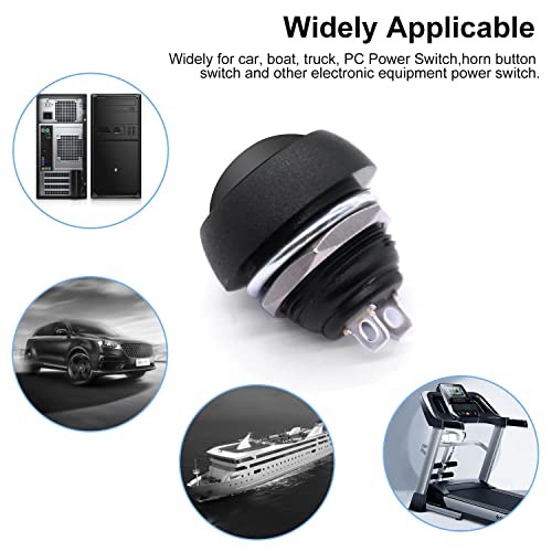 /6Pcs 12mm Momentary Push Button Switch 1/2" Mounting Hole On Off Mini Black