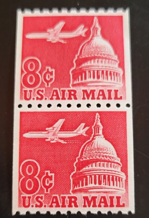 scott#C65 coil line pair US Airmail stamp Mint Never hinged og