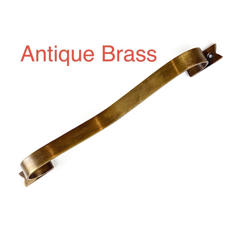 2 large D PULL 12" handle heavy ribbon solid heavy brass old style kitchen GRAB