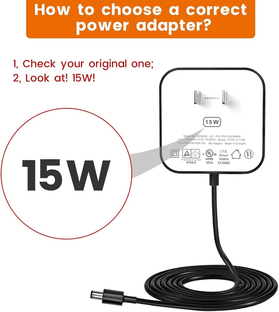 15W Power Adapter Replacement for Echo Pop, Dot 5Th Gen, Dot 4Th Gen,Dot 3Rd Gen