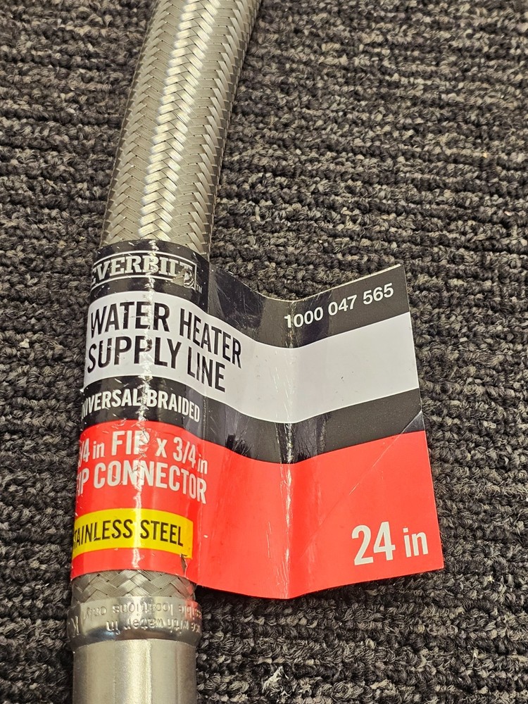 (QTY 2) Everbilt 1000 047 565 Water Heater Supply Line 3/4" x 3/4" x 24"