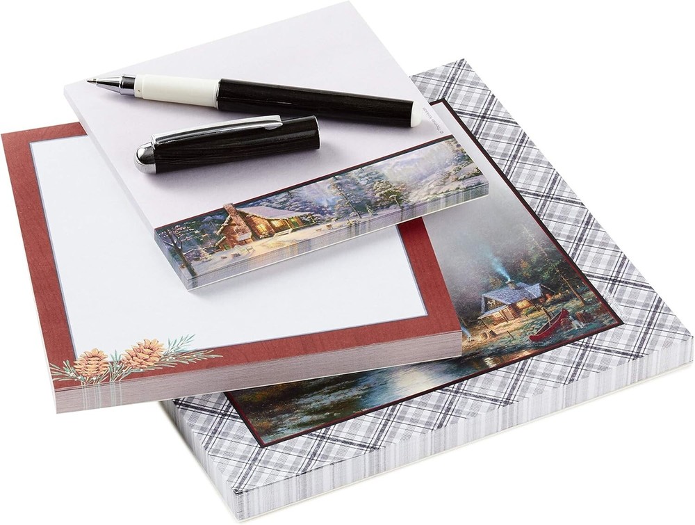 Hallmark Thomas Kinkade Notepad Bundle with Pen (3 Notepads, Assorted Sizes)