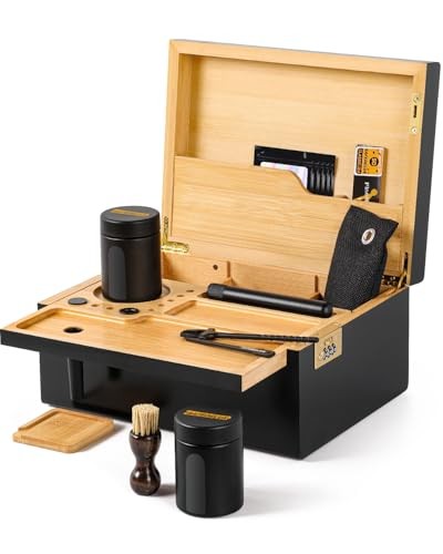 Large Bamboo Box with Combination Lock – Decorative Boxes with Removable Black