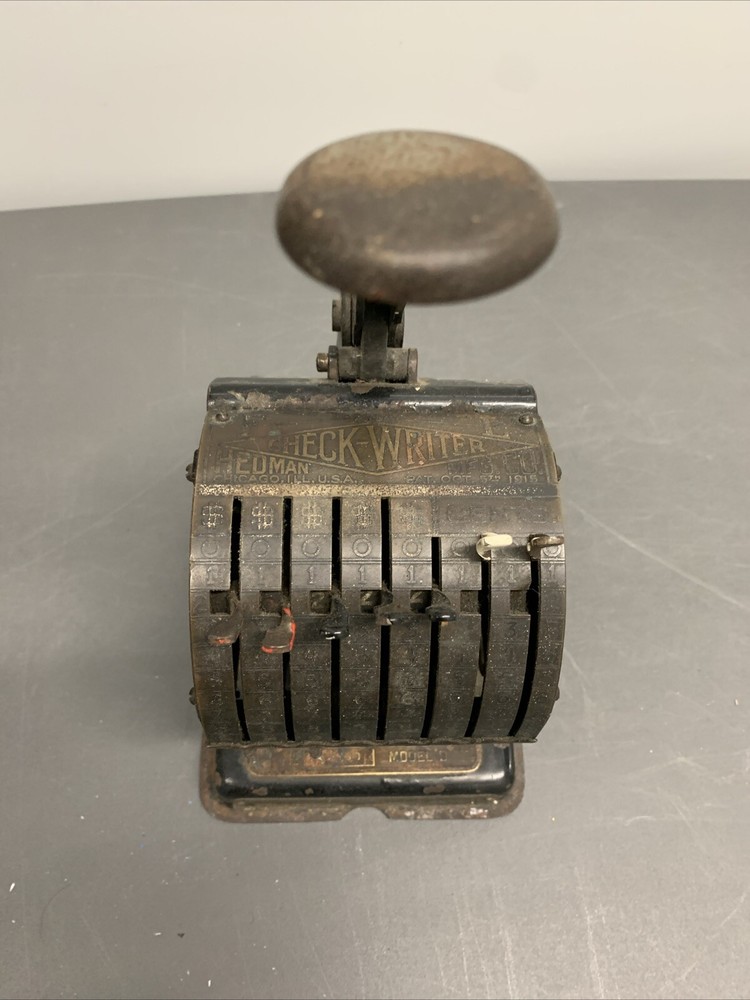 Antique F & E Hedman Mfg. Co. Check Writer Model D