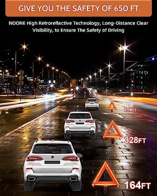 Safety Triangles DOT Approved, 3 Pack Foldable Warning Reflective 17inch