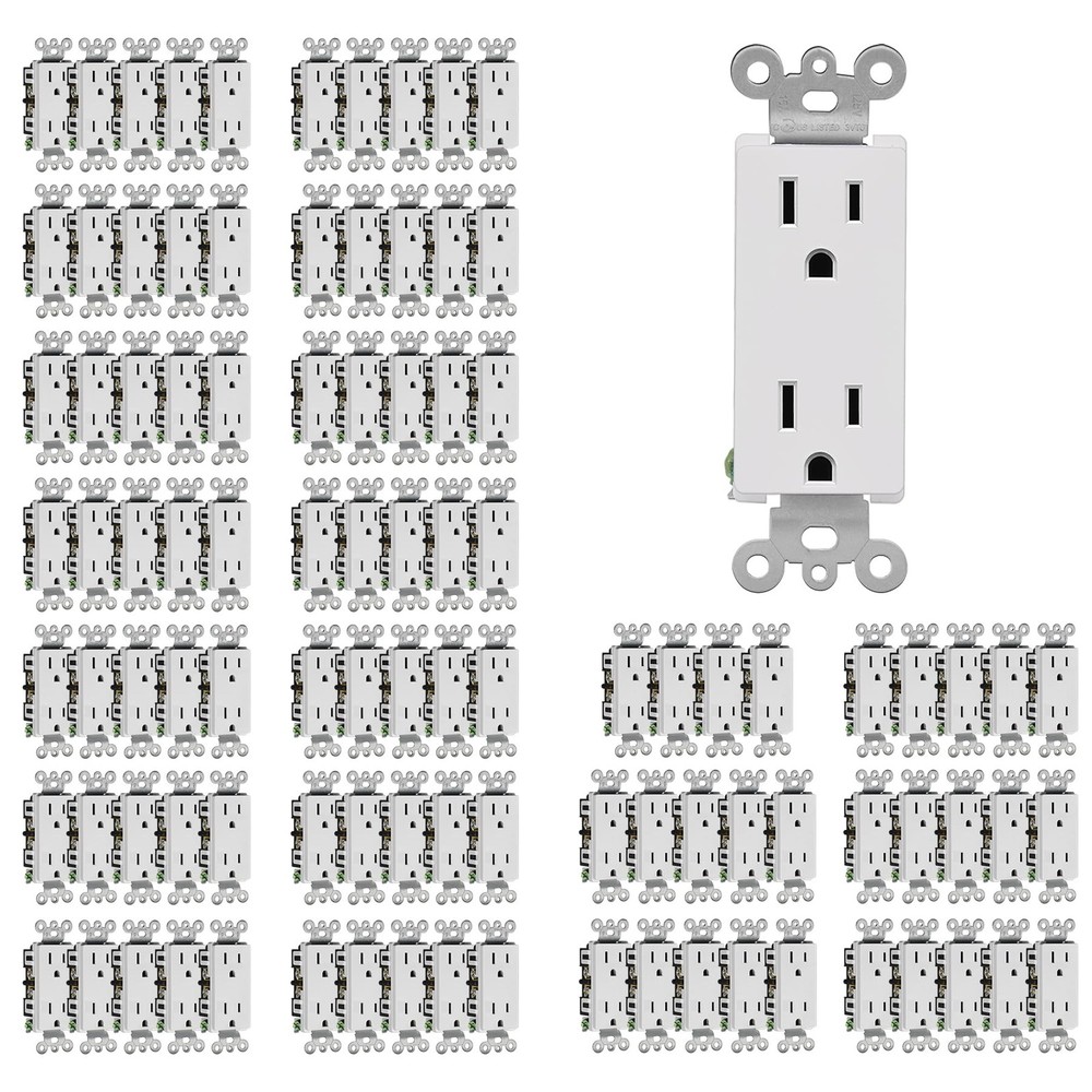 CML 15 Amp Decorator Wall Receptacle Outlet, 100 Pack Standard Electrical
