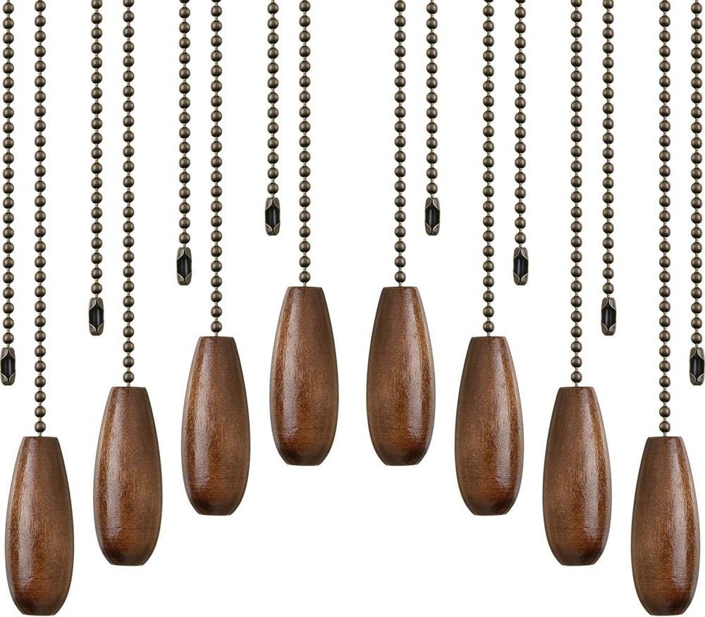 8 Pieces Ceiling Fan Pull Chains Extender Wooden Pendant Pull Chain Extension