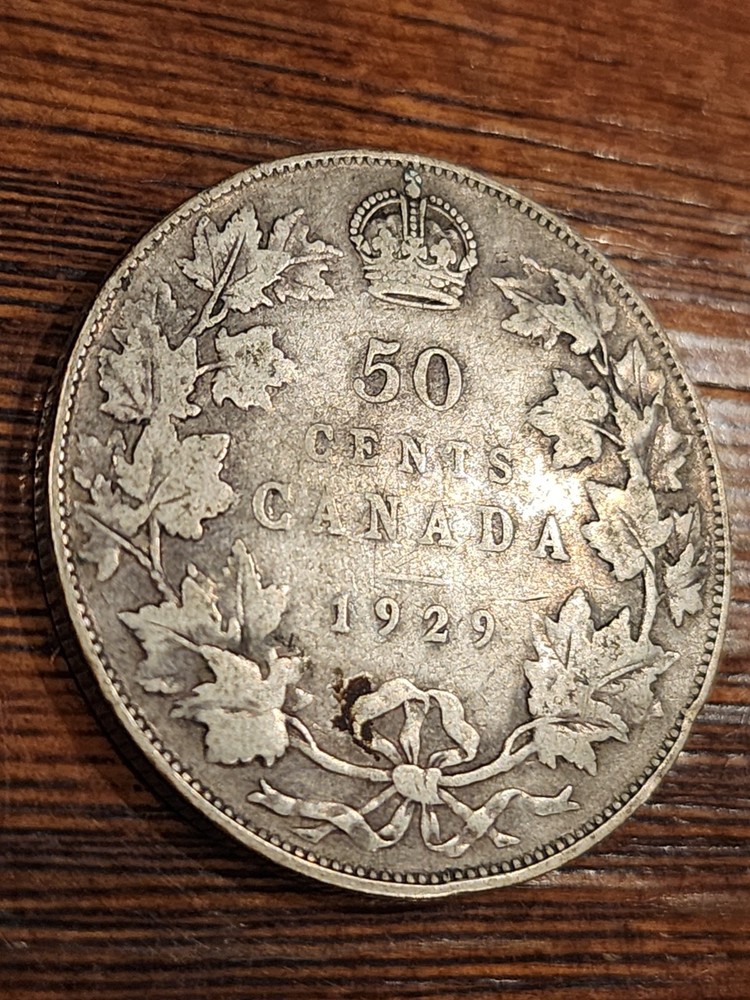1929 Canada 50 Cents Silver Coin