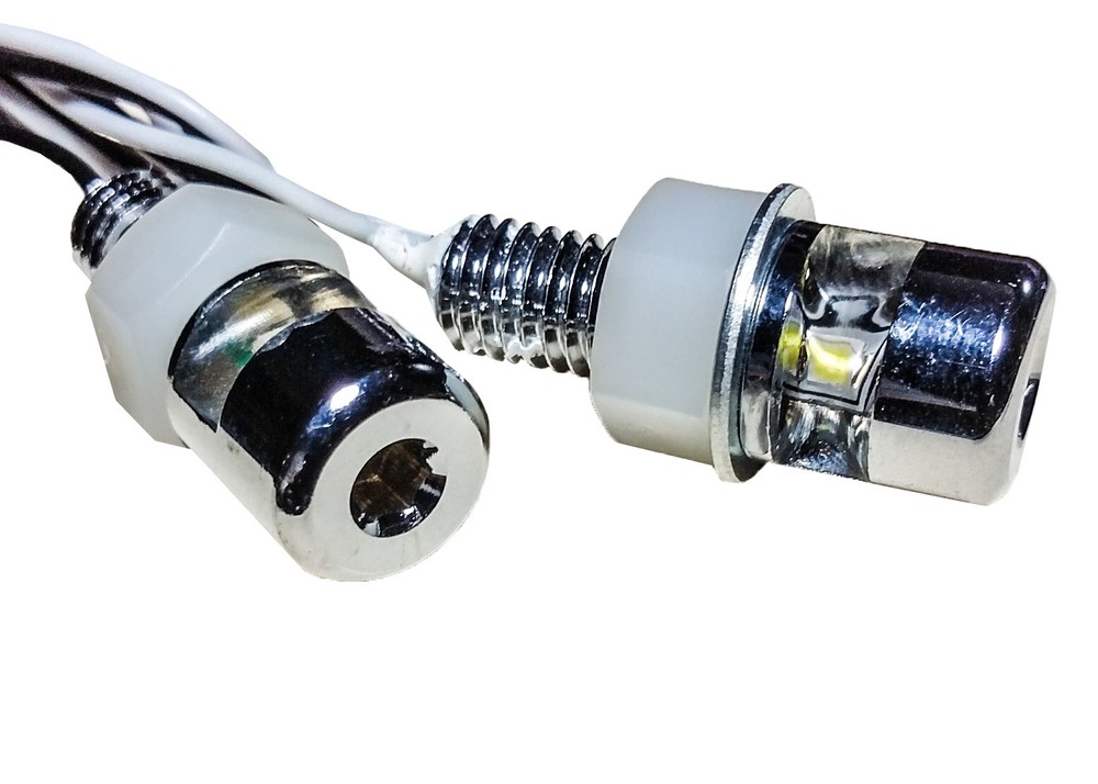 Chrome TAG LED light hex bolt motorcycle custom chopper license plate relocation