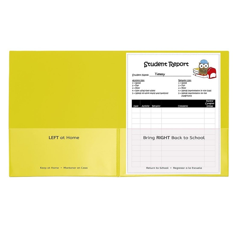 C-Line Classroom Connector School-to-Home Folder Yellow