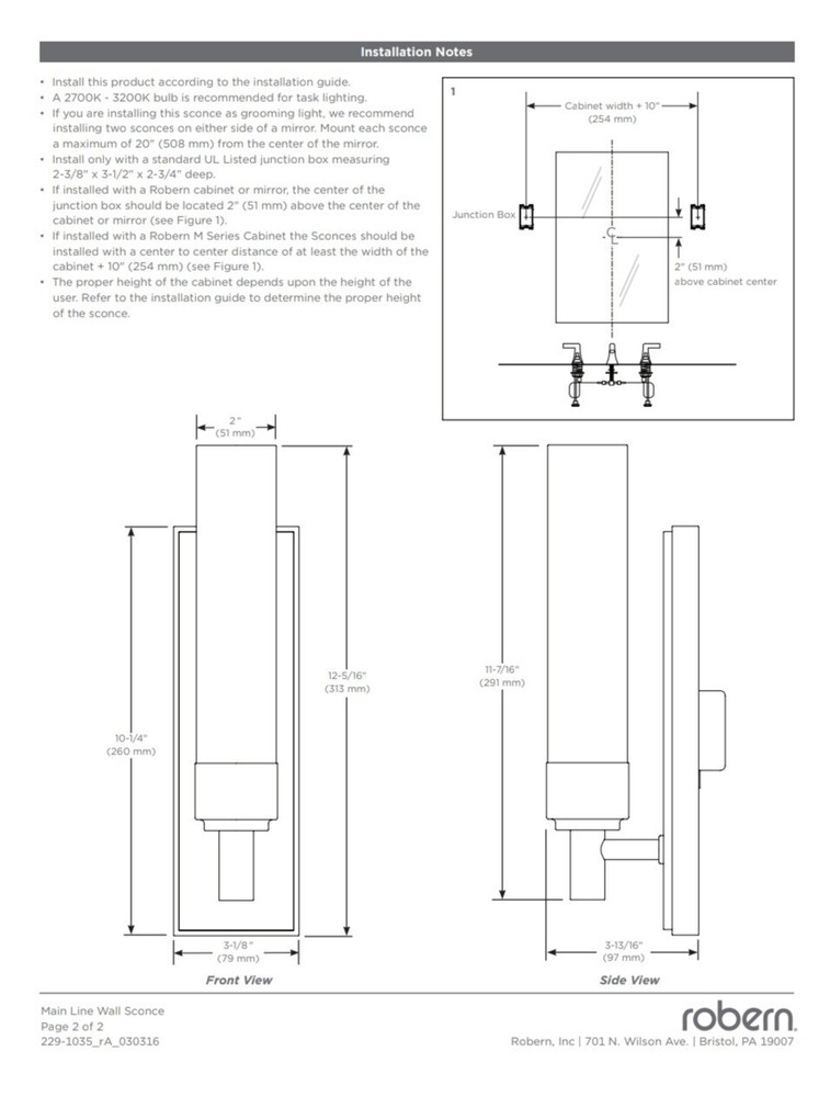 Robern CB-DLFML70 Main Line Sconce (Satin Nickel)