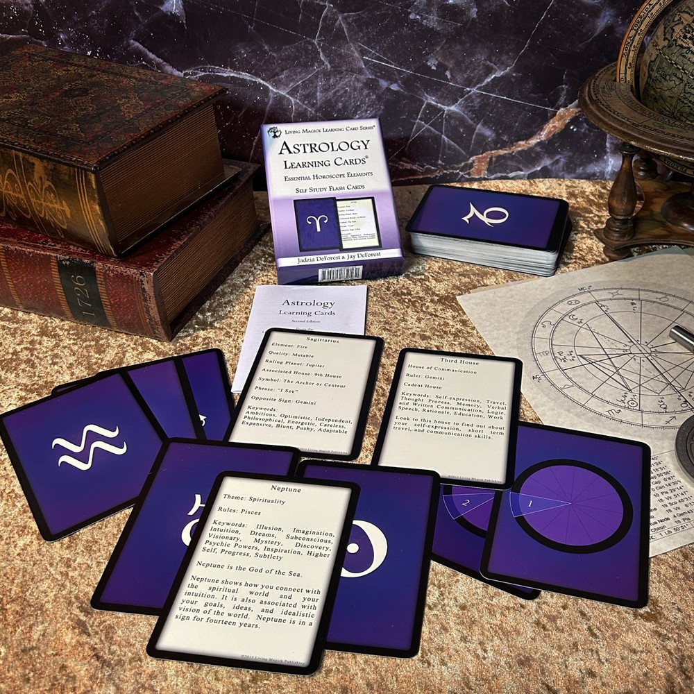 Astrology Learning Cards - Living Magick Learning Cards - Self Study Flash Cards