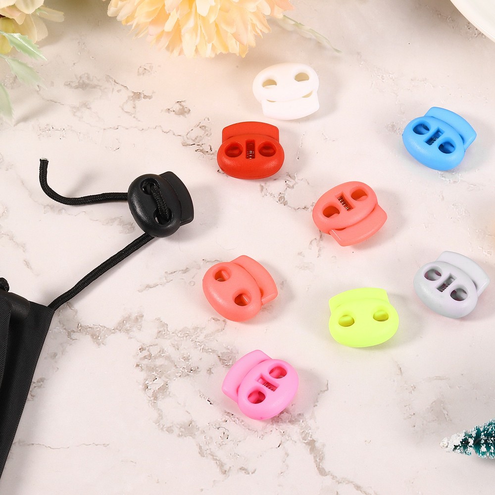 20Pcs Plastic Spring Cord Locks Shoe Lace Tie Lock White