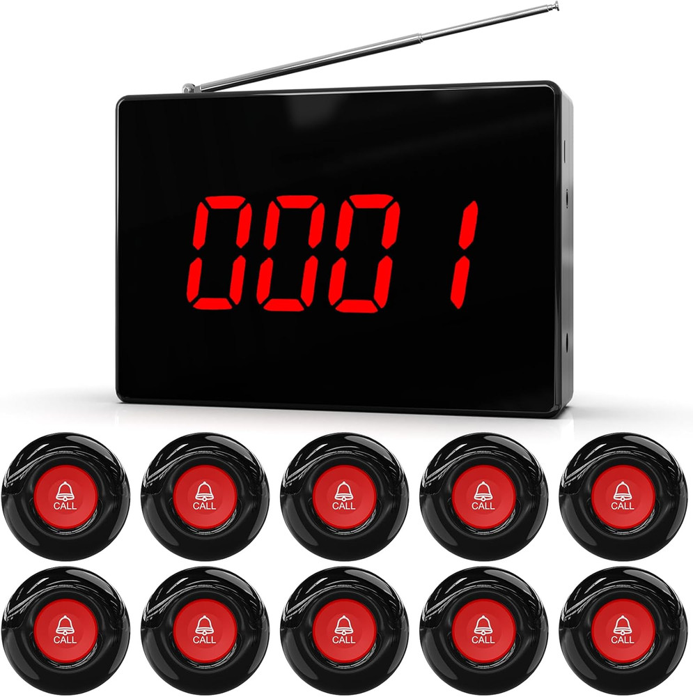 Wireless Calling System Caregiver Call Button Patient Call Bell with 10 Waterpro
