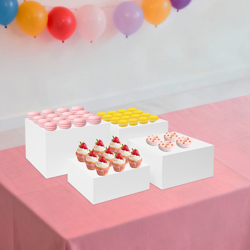 4pcs Cupcake Display Stand Acrylic Buffet Riser Multi-purpose Nesting Stand