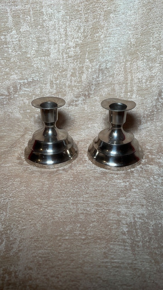 Vintage Pair West German Communion Silver Candlesticks