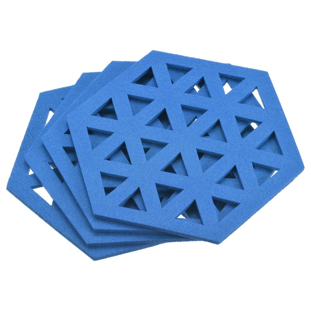 Felt Coasters 4pcs Hexagonal Pads Coasters Sky Blue