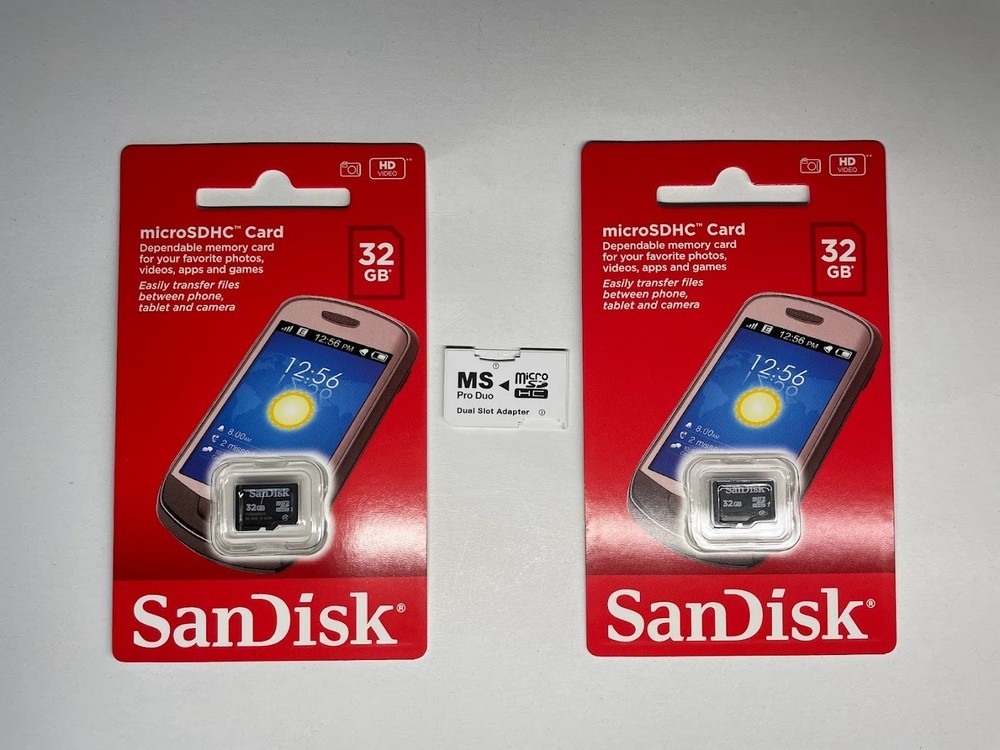 PSP SanDisk Bundle 2 32GB Class 4 MicroSD Cards with Dual MSPD Adapter