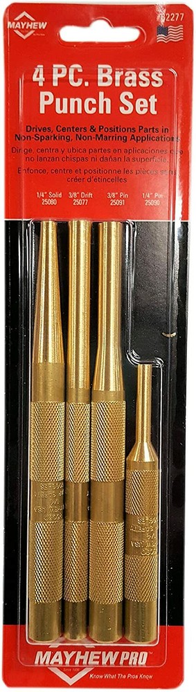 Mayhew Tools 62277 Brass Punch Set, 4 Pieces