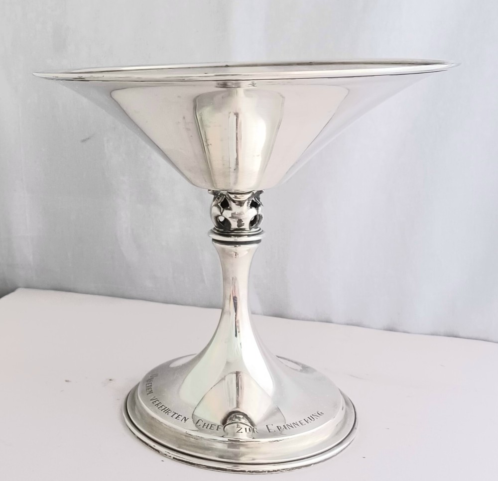 Tostrup 830 Sterling 7" Compote Engraved Dated 1943