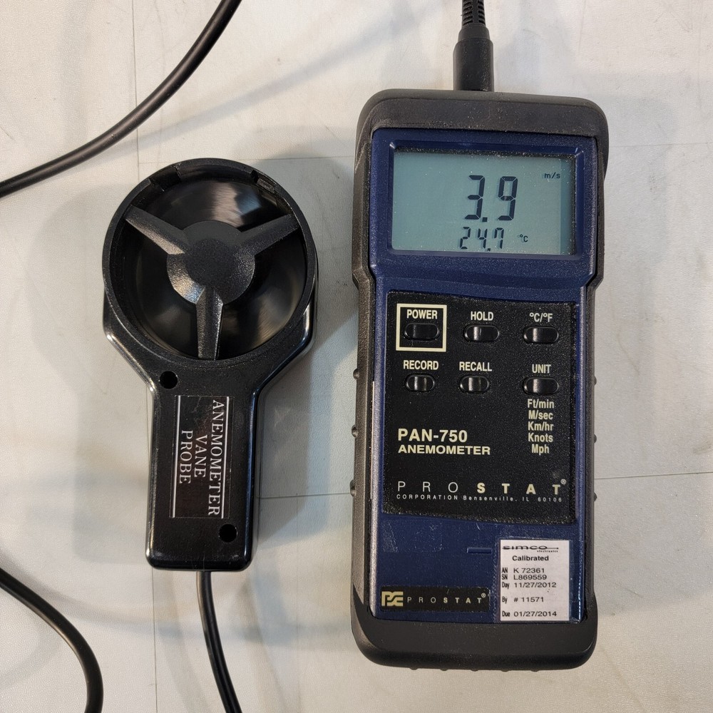 Prostat PAN-750 Vane Probe Anemometer Air Speed Handheld Device